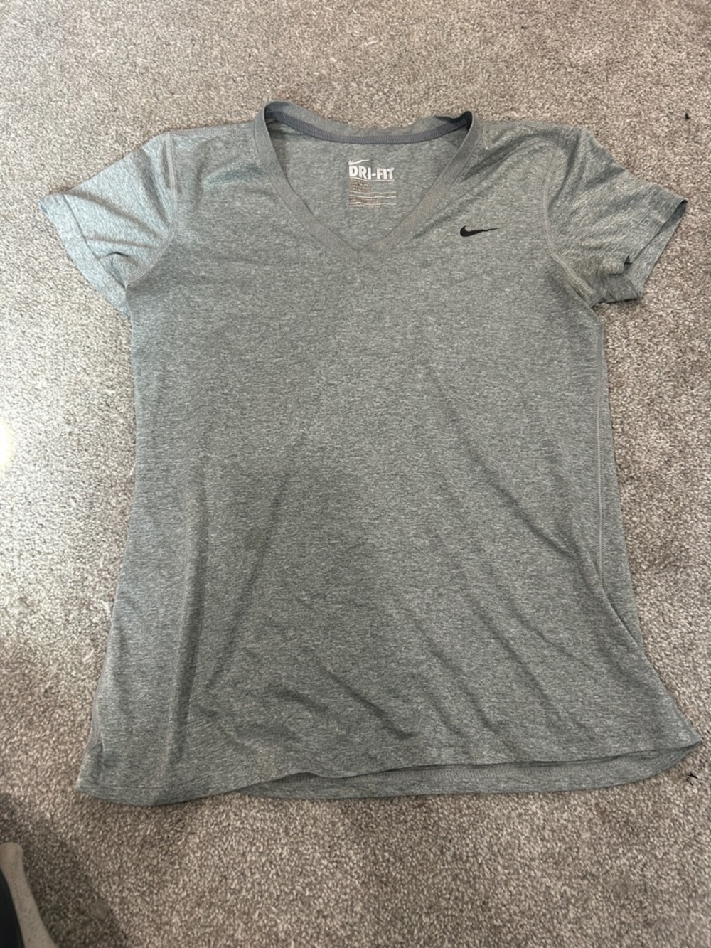 Nike Gray Heather Dri-FIT V-Neck Short Sleeve Tee